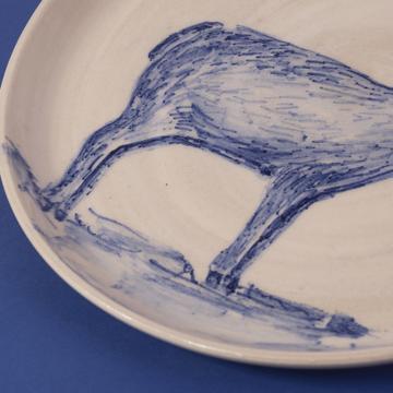 Blue Forest Plate in turned Earthenware, dark blue, stag [2]