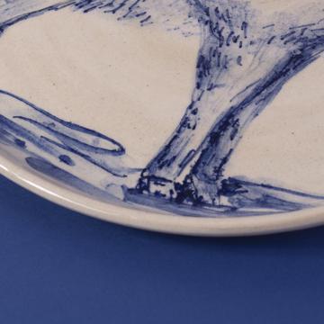Blue Forest Plate in turned Earthenware, dark blue, goat [3]