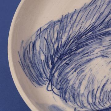 Blue Forest Plate in turned Earthenware, dark blue, squirrel [5]