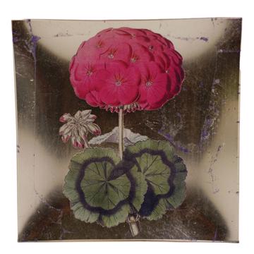 Hydrangea plates in decoupage under glass