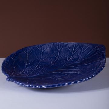 Hydrangea table plate in earthenware, dark blue [1]