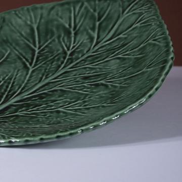 Hydrangea table plate in earthenware, dark green [7]
