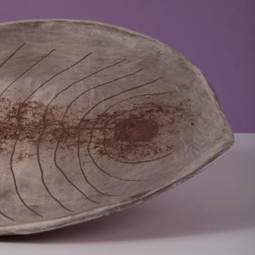 Japanese Fish plate in sandstone, brown [2]