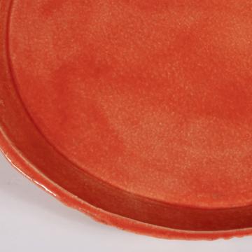 Birds service in stamped sandstone, red orange, 21 cm diam. [6]