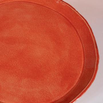 Birds service in stamped sandstone, red orange, 21 cm diam. [7]