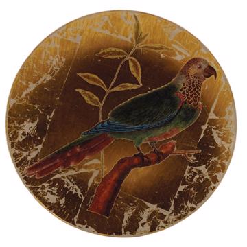 Parrot plate in decoupage under glass, gold, parrot 4 [3]
