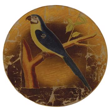 Parrot plate in decoupage under glass, gold, parrot 2 [3]