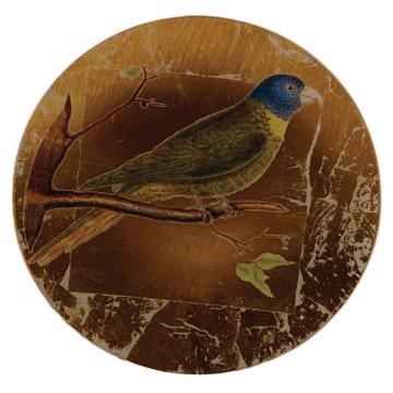 Parrot plate in decoupage under glass, gold, parrot 3 [3]