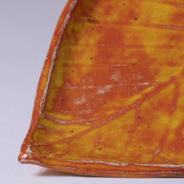 Viburnum Dessert Plate in stamped earthenware, orange [4]