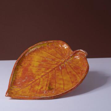 Viburnum Dessert Plate in stamped earthenware, orange [1]