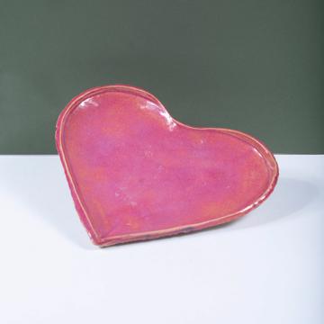 3 Heart Plates in stamped stoneware, antic pink [3]