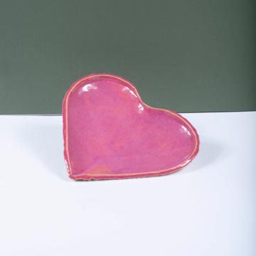 3 Heart Plates in stamped stoneware, antic pink [4]