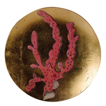 Coral plates in decoupage under glass, gold, coral 1 [3]