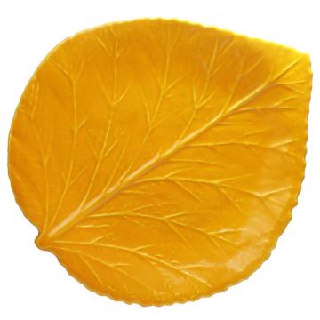 Hydrangea table plate in earthenware, yellow orange