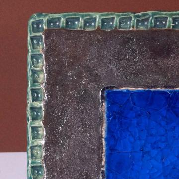Square Azulejos Tile in earthenware, dark green [2]