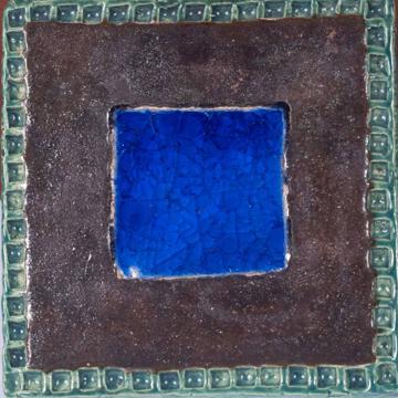 Square Azulejos Tile in earthenware, dark green [4]