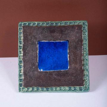 Square Azulejos Tile in earthenware, dark green [1]