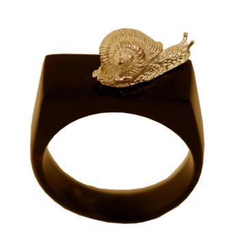 Snail ring in horn, black, size 58 [4]