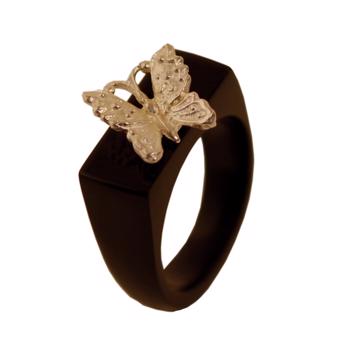 Butterfly ring in horn, black, size 67 [4]