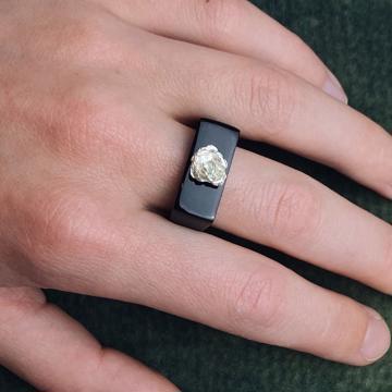 Bague Rose en Corne, noir, taille 67 [8]