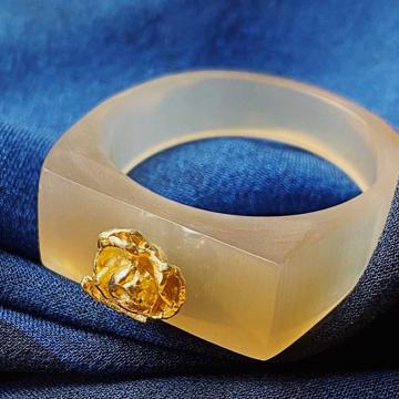 Rose ring in horn, honey, size 58 [4]