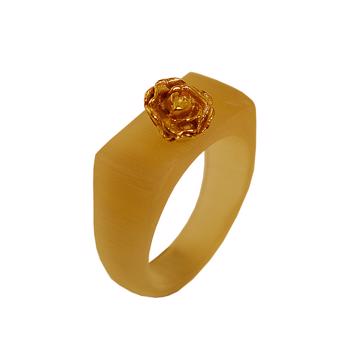 Bague Rose en Corne, miel, taille 58 [5]