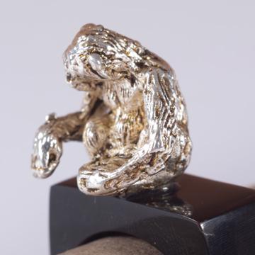 Monkey ring in horn, silver, size 67 [2]
