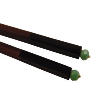 Crystal Chopsticks in rosewood, light green