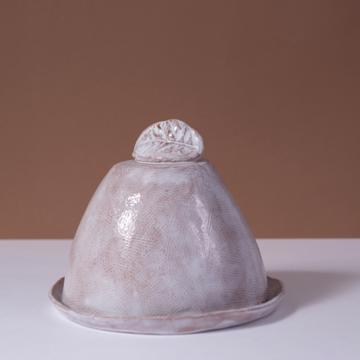 Beurrier Feuille en faïence estampée, blanc snow, 13,5 x 13 cm [4]