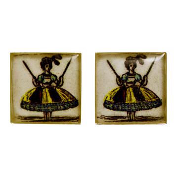 Dolls Cufflinks in decoupage and resin, multicolor, set of 2 [3]