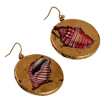 Medal Earrings, Shell Design, multicolor, pierced ear [5]