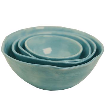 Round Bowl in earthenware, sea green, set of 3 [3]