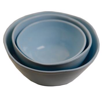Round Bowl in earthenware, light blue, set of 3 [3]