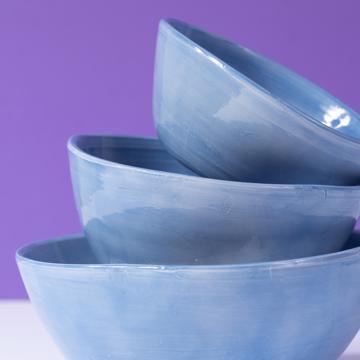 Round Bowl in earthenware, french blue, set of 3 [3]