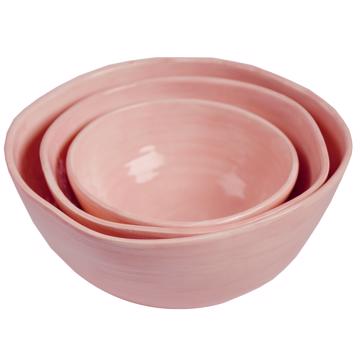 Round Bowl in earthenware, light pink, set of 3 [4]