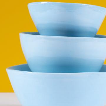 Round Bowl in earthenware, light blue, set of 3 [2]