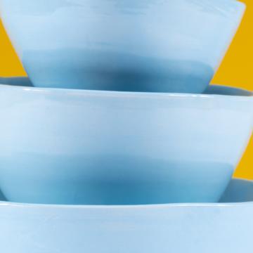 Round Bowl in earthenware, light blue, set of 3 [4]