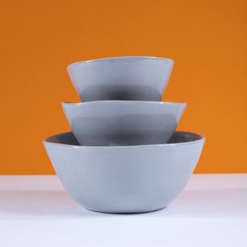 Round Bowl in earthenware, light grey, set of 3 [1]