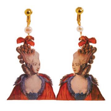 Marquises Earrings in decoupage, dark red, unpierced ear [3]