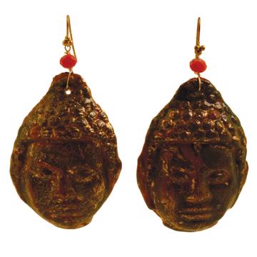 Buddha earrings in epoxy resin, gold, pierced ear [5]