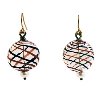 Black and red Murano earring in blown glass, multicolor, pierced ear [3]
