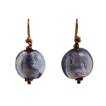 Round Murano earring in spun glass, violet blue , pierced ear [3]