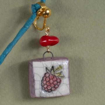 Fruit Earrings in earthenware, antic pink, unpierced ear [4]