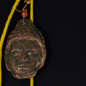 Buddha earrings in epoxy resin, gold, unpierced ear [3]