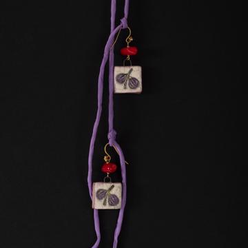 Fruit Earrings in earthenware, purple, pierced ear [1]