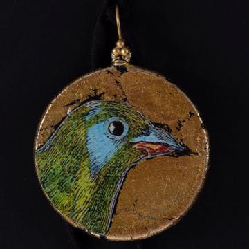 Medal Earrings, Birds Design, multicolor, pierced ear [3]