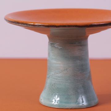 Spinning candlesticks in earthenware, blue grey, 7,5 cm high [2]