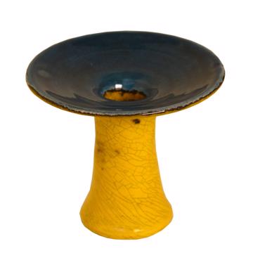 Spinning candlesticks in earthenware, yellow, 7,5 cm high
