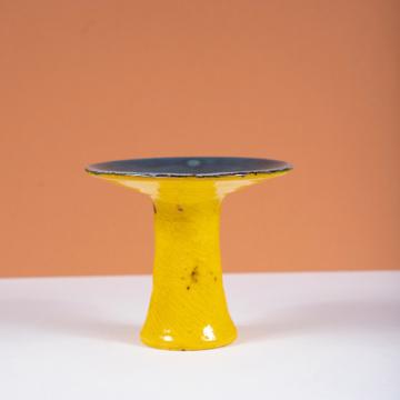 Spinning candlesticks in earthenware, yellow, 7,5 cm high [2]