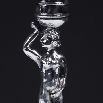 Adam and Eve candlestick in silver or gold plated metal, silver [2]
